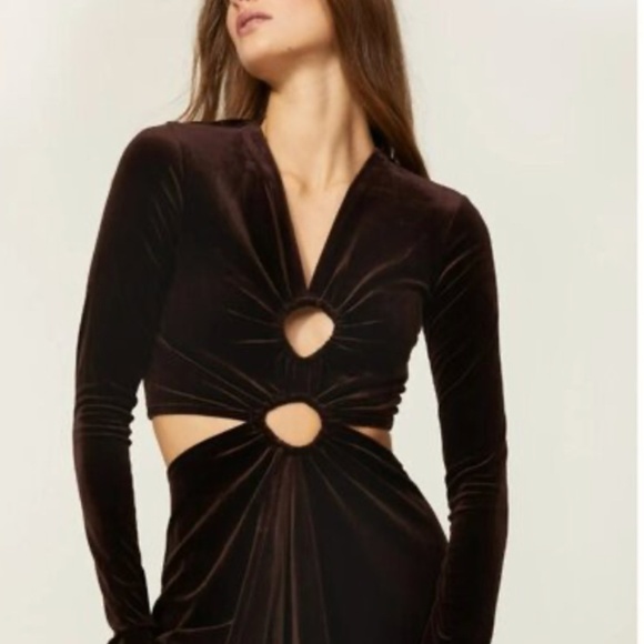 A.L.C. Maeve Cutout Velvet Dress US 2 Midi - Picture 6 of 14